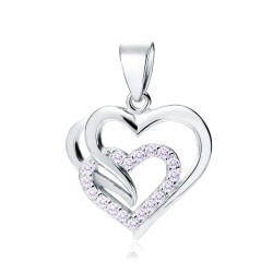 Pandantiv argint inima cu pietre mov deschis DiAmanti Z0655CR_LV-DIA (Argint 925‰ 1,5 g.)